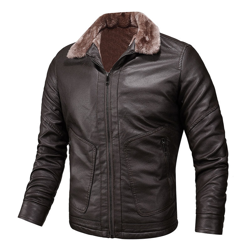 Elegant leather jacket for men with soft fleece lining Lune London