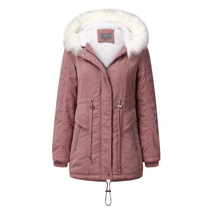 Fashion winter parka for women with removable faux fur collar and adjustable waist drawstring Lune London