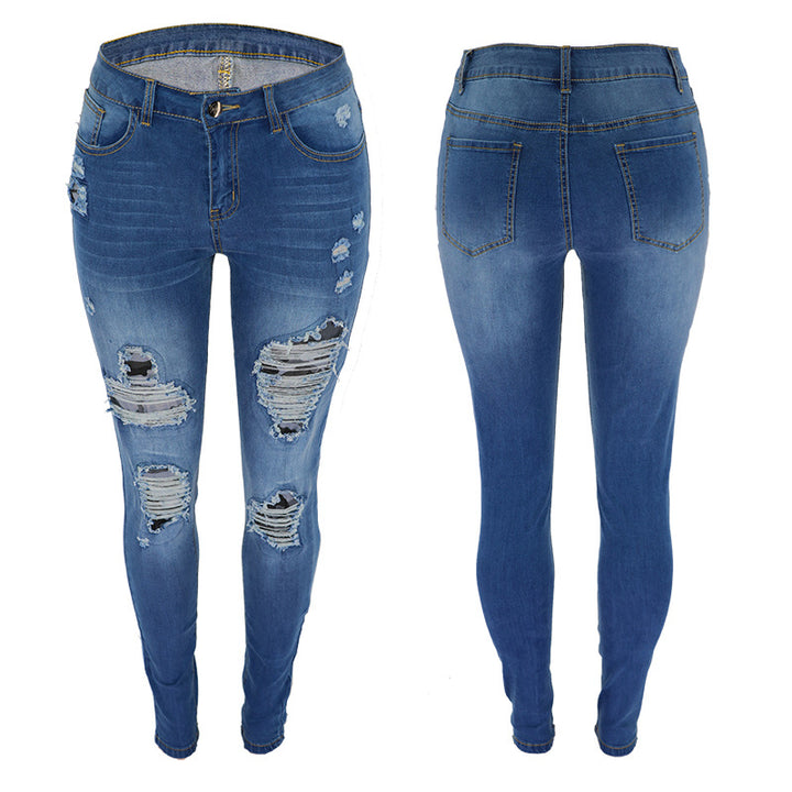 Skinny jeans for women with a destroyed fashion look featuring refined ripped details Lune London