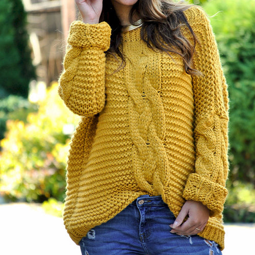 Women's chunky knit sweater with innovative cable patterns and raglan sleeves Lune London