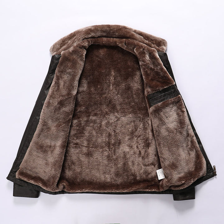 Elegant leather jacket for men with soft fleece lining Lune London