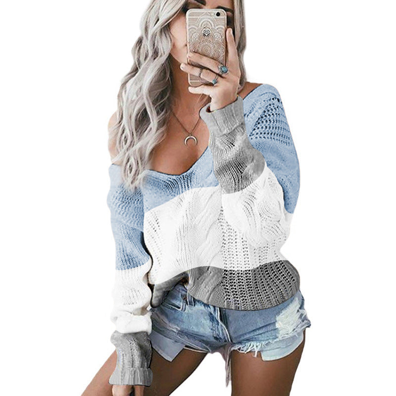 Casual knitted pullover for women, with openwork geometric pattern and relaxed fit Lune London