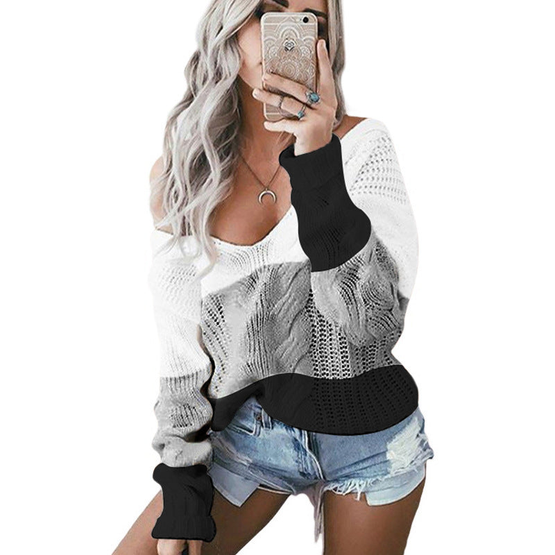 Casual knitted pullover for women, with openwork geometric pattern and relaxed fit Lune London