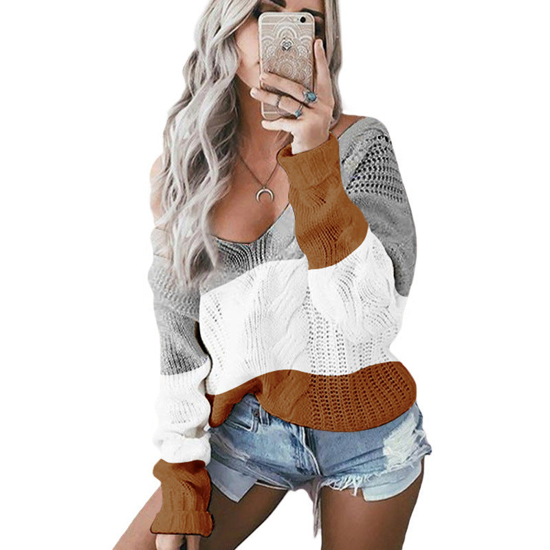 Casual knitted pullover for women, with openwork geometric pattern and relaxed fit Lune London