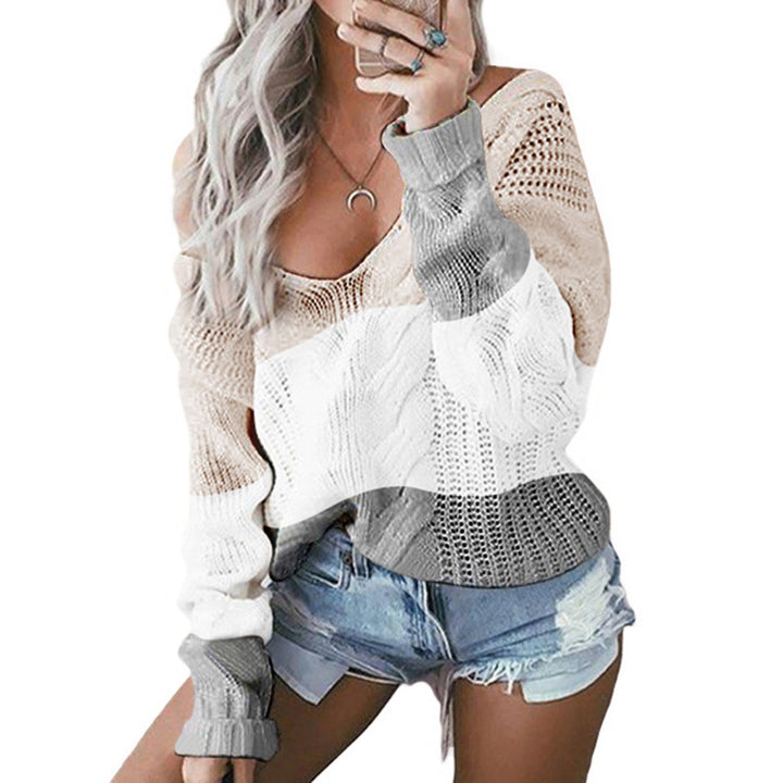 Casual knitted pullover for women, with openwork geometric pattern and relaxed fit Lune London