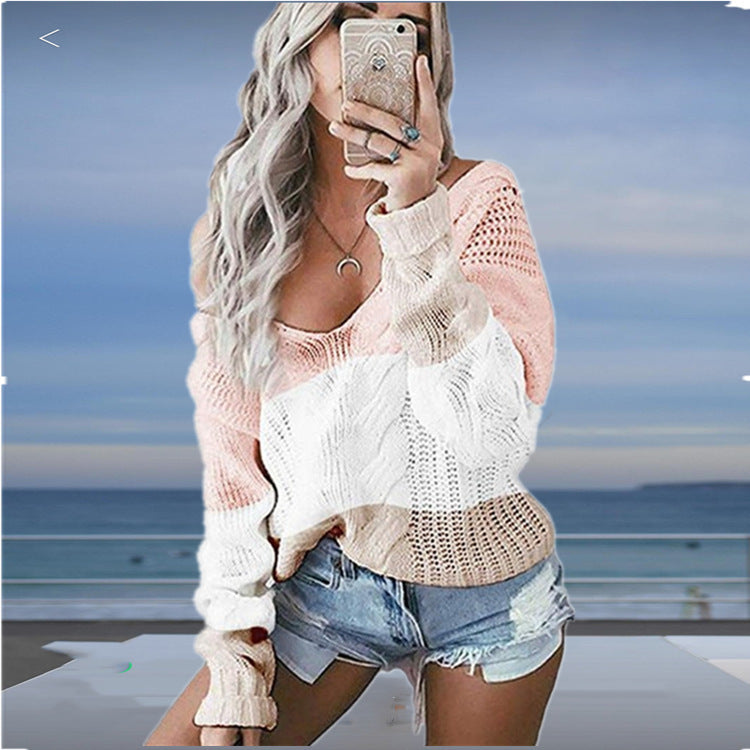 Knit sweater for women with a generous neckline and a trendy pattern Lune London