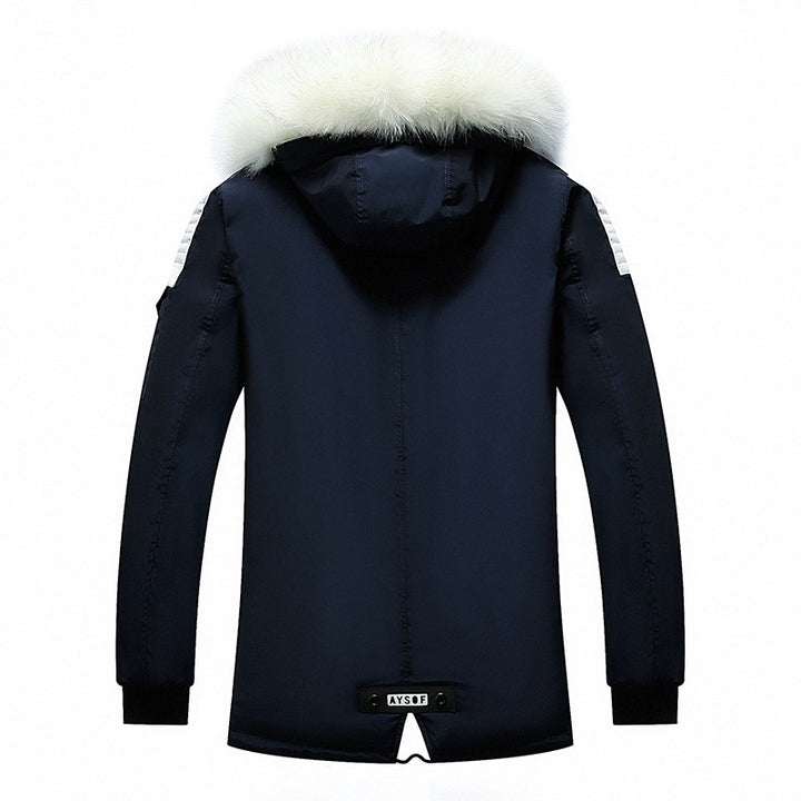Men's winter parka jacket with removable faux fur collar Lune London