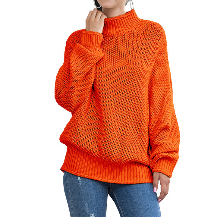 Oversized knit sweater for women with high collar and airy structure Lune Londonl