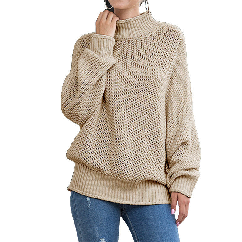 Oversized knit sweater for women with high collar and airy structure Lune Londonl
