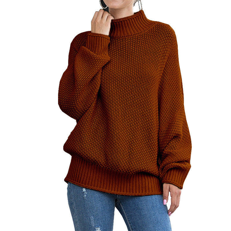 Pull en tricot épais pour femmes avec col montant et manches larges Chic & Stil
