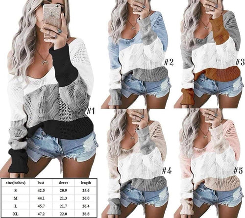 Knit sweater for women with a generous neckline and a trendy pattern Lune London