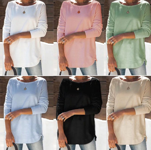 Ladies comfortable long sleeve t-shirt with a large neck Lune London