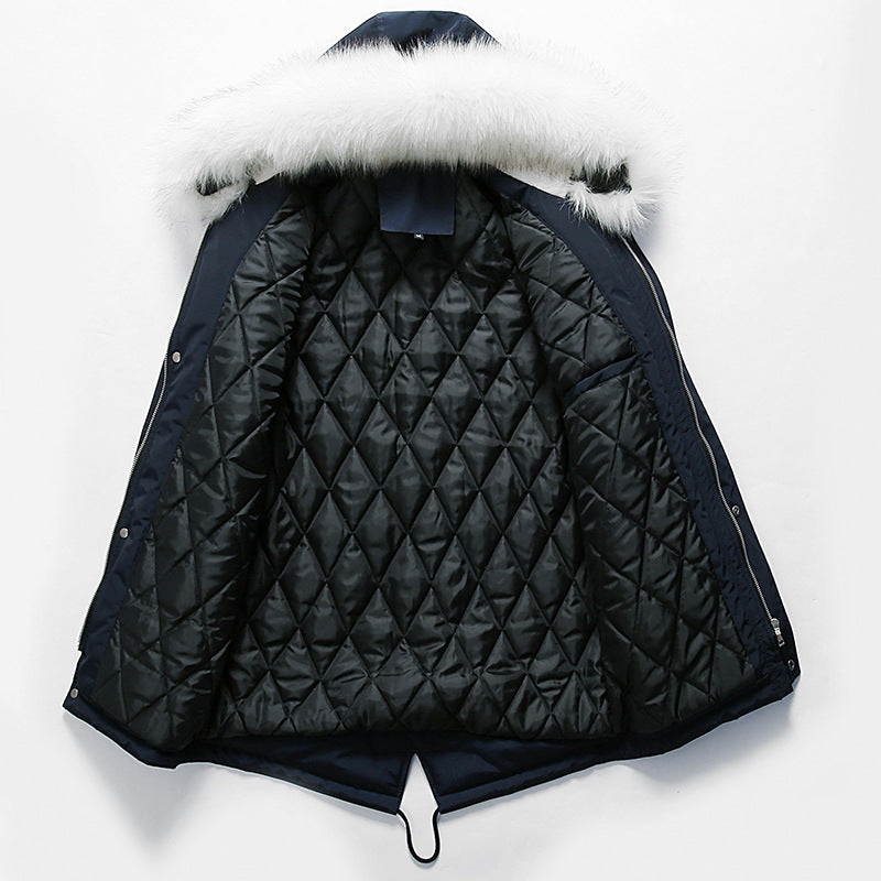 Men's winter parka jacket with removable faux fur collar Lune London