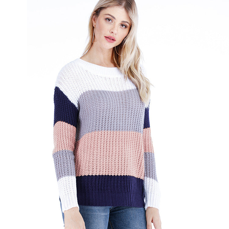 Women's knit pullover with a modern color block design and a relaxed fit Lune London