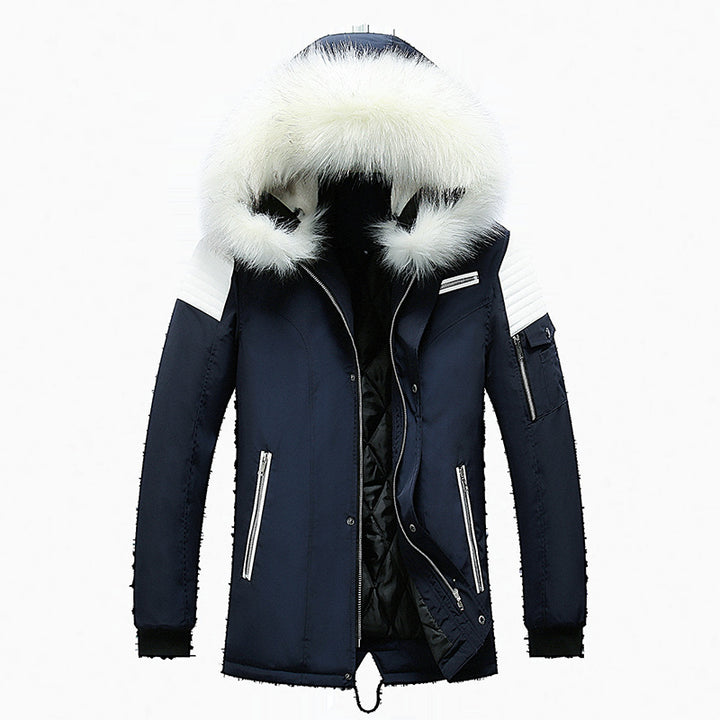 Men's winter parka jacket with removable faux fur collar Lune London