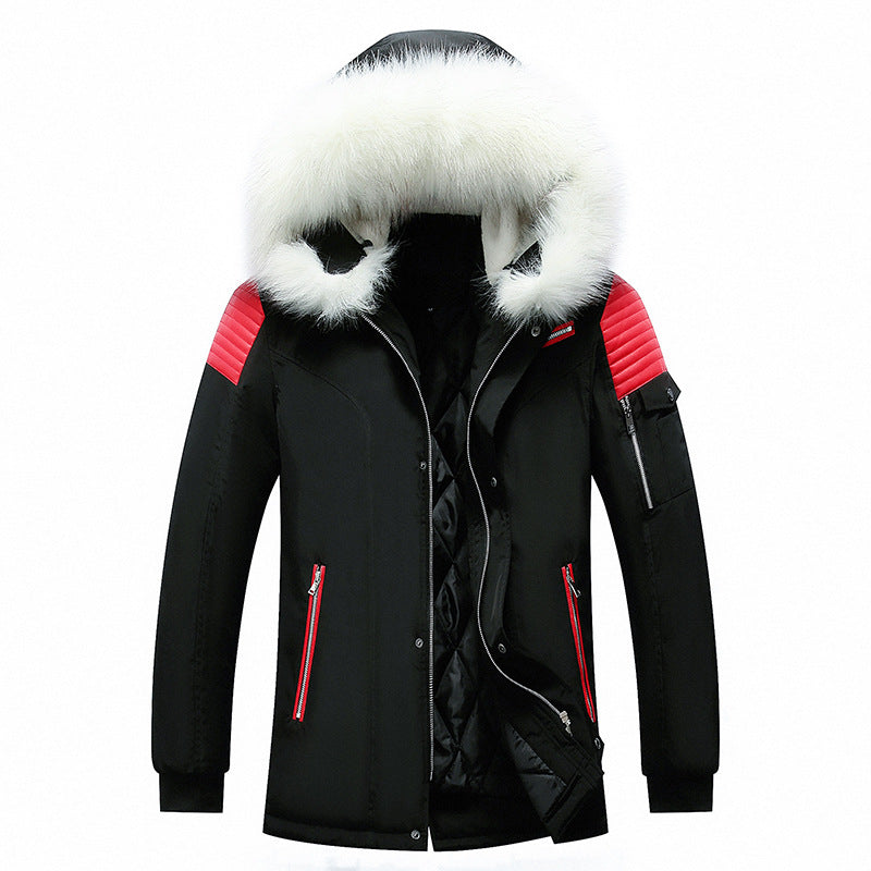 Men's winter parka jacket with removable faux fur collar Lune London