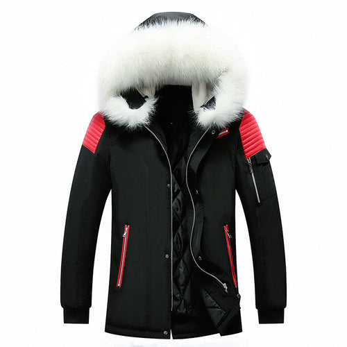 Men's winter parka jacket with removable faux fur collar Lune London