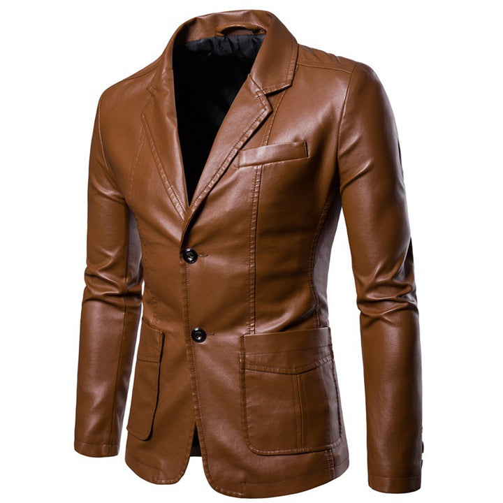Elegant blazer in faux leather for men with slim fit Chic and Style