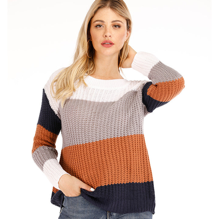 Women's knit pullover with a modern color block design and a relaxed fit Lune London