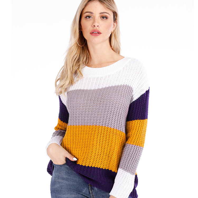 Women's knit pullover with a modern color block design and a relaxed fit Lune London