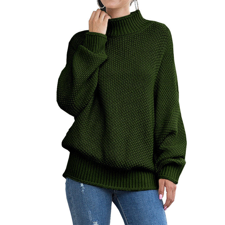 Oversized knit sweater for women with high collar and airy structure Lune Londonl
