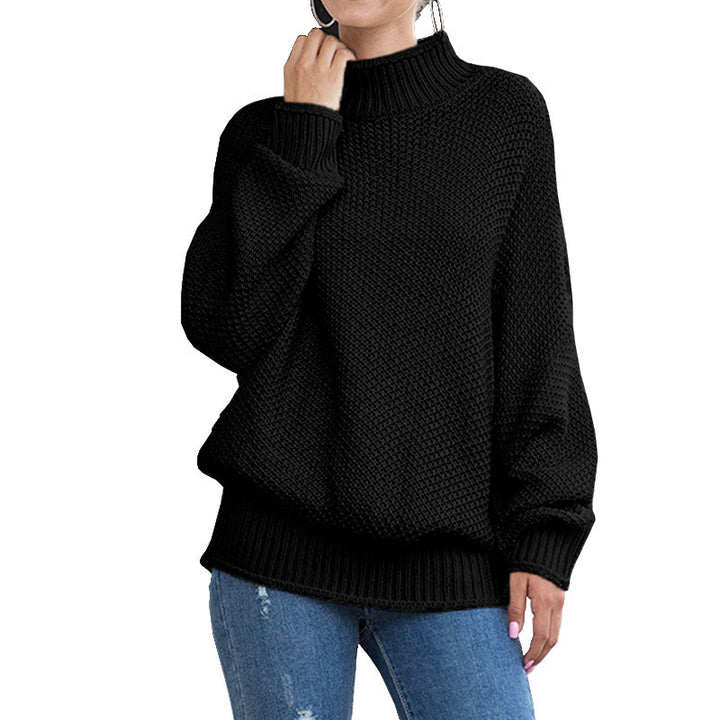 Pull en tricot épais pour femmes avec col montant et manches larges Chic & Stil