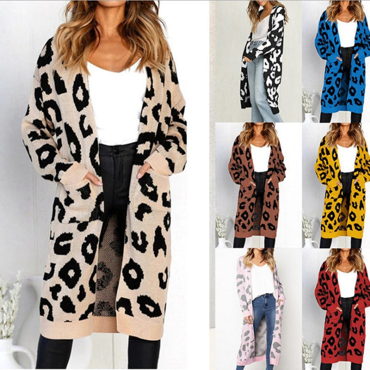 Cardigan en tricot épais pour femmes avec imprimé animal et poches pratiques Chic & Stil