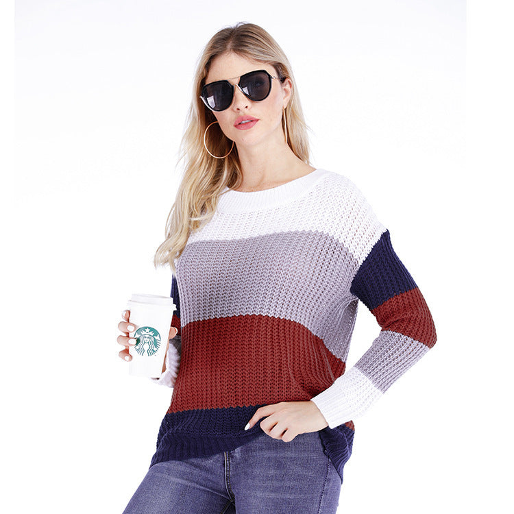 Women's knit pullover with a modern color block design and a relaxed fit Lune London