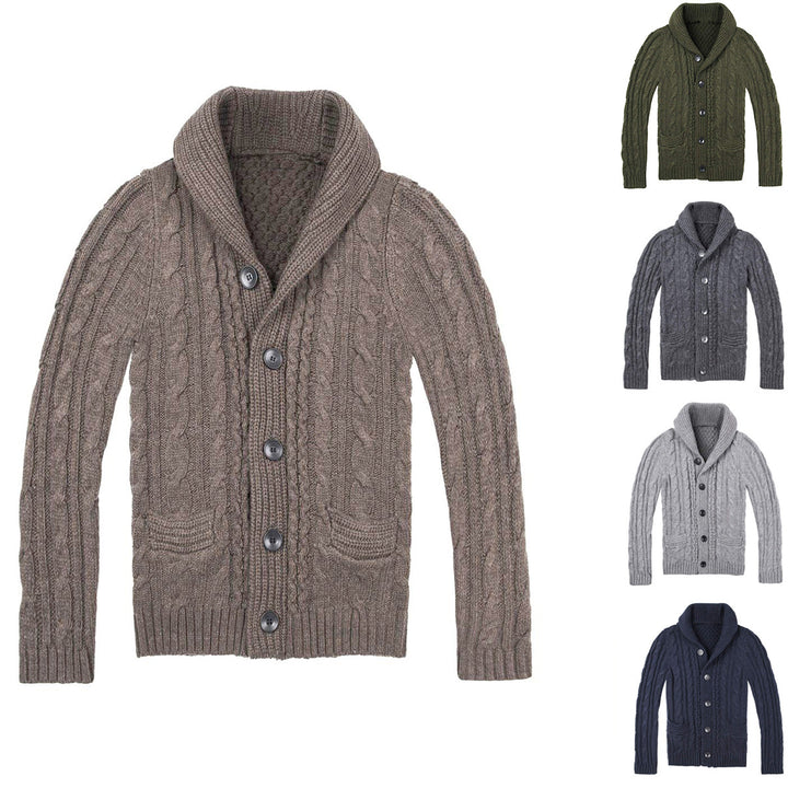 Men's knit jacket with an elegant cable pattern and practical pockets Lune London
