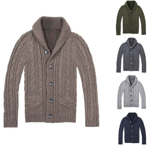 Men's knit jacket with an elegant cable pattern and practical pockets Lune London