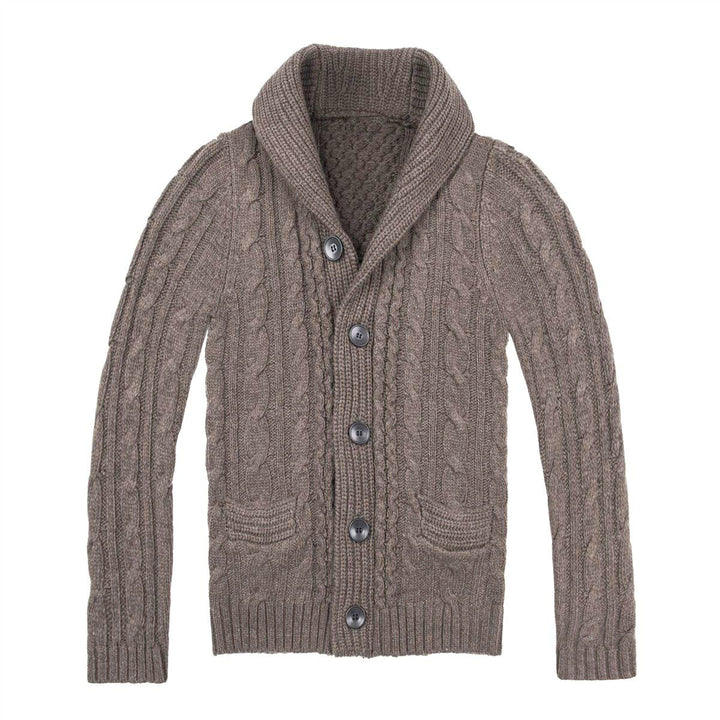 Men's knit jacket with an elegant cable pattern and practical pockets Lune London