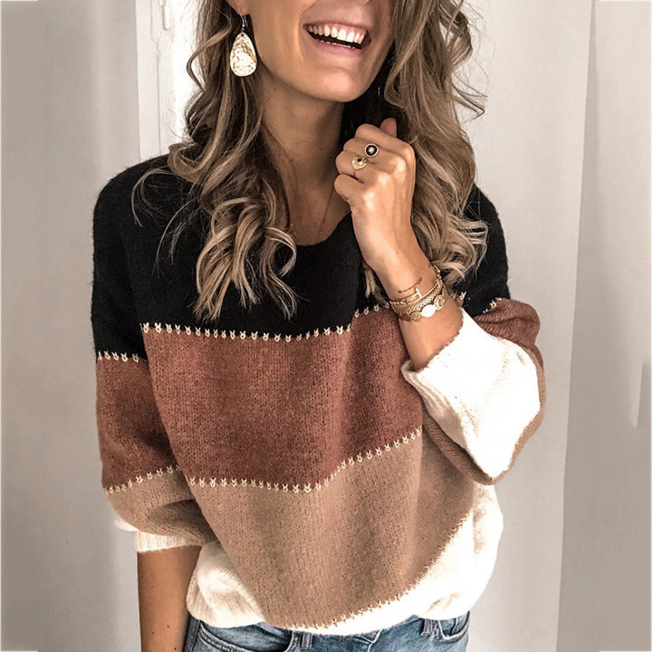 Women’s sweater with modern striped pattern and relaxed fit Lune London