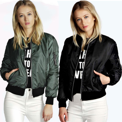 Casual bomber jacket for women with elastic waist and side pockets Lune London