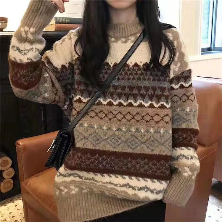 Pull en tricot épais pour femmes avec motif unique et coupe décontractée Chic & Stil