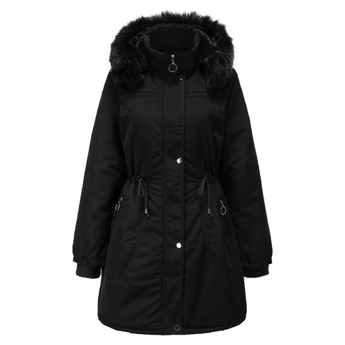 Ladies' stylish parka with detachable faux fur and adjustable drawstring at the waist Lune London
