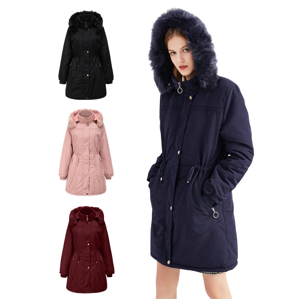 Ladies' stylish parka with detachable faux fur and adjustable drawstring at the waist Lune London