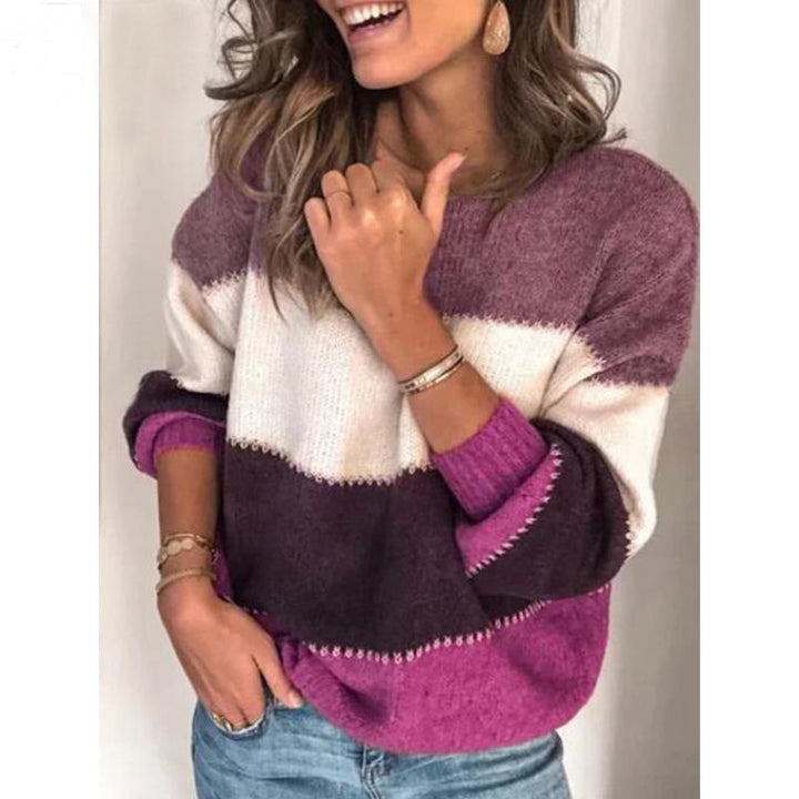 Casual knit sweater for women with a trendy striped pattern Lune London