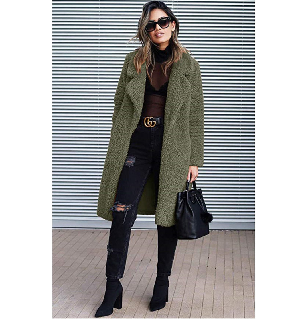 Ladies Long Plush Coat Lune London
