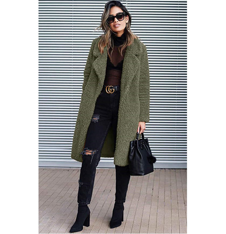 Ladies Long Plush Coat Lune London