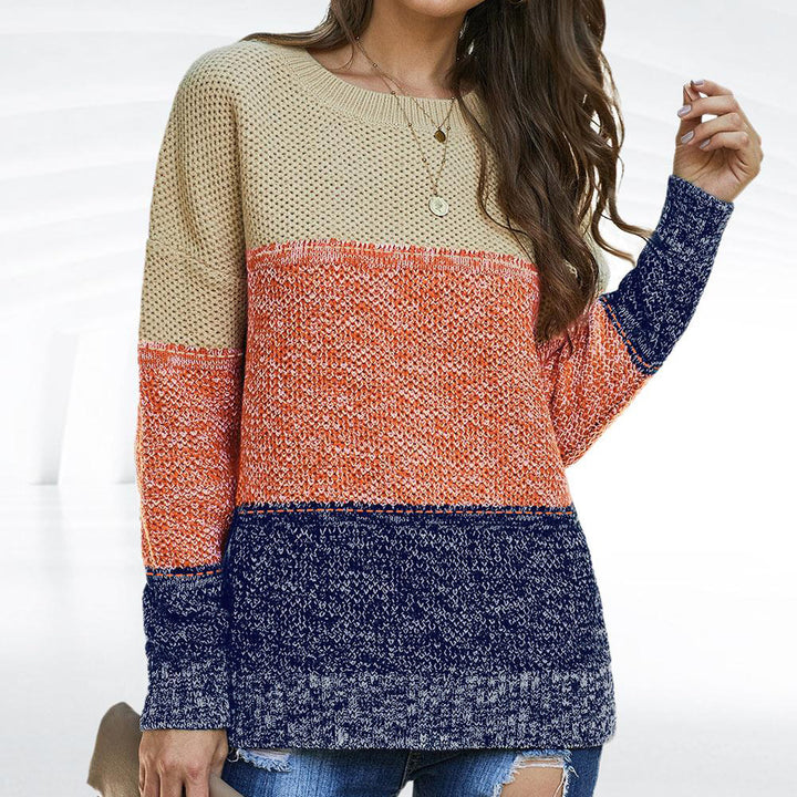 Knit sweater for women with a casual color block design Lune London
