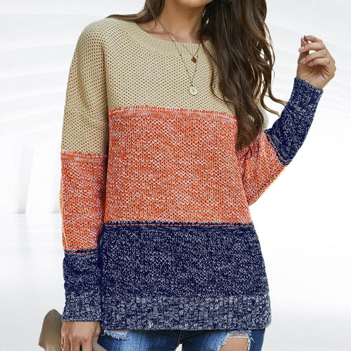 Knit sweater for women with a casual color block design Lune London