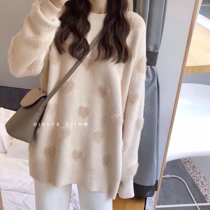 Pull confortable pour femmes avec un motif en cœur et un matériau doux Chic & Stil