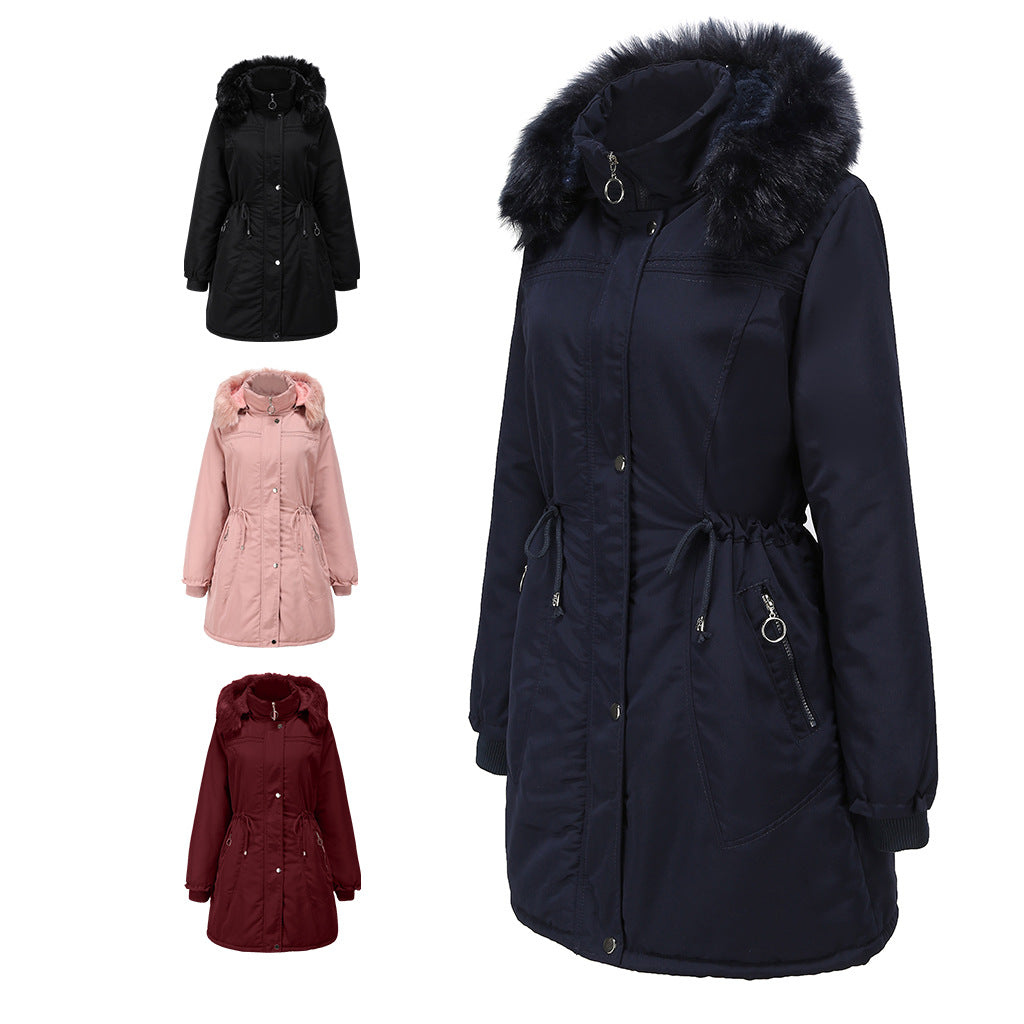 Ladies' stylish parka with detachable faux fur and adjustable drawstring at the waist Lune London