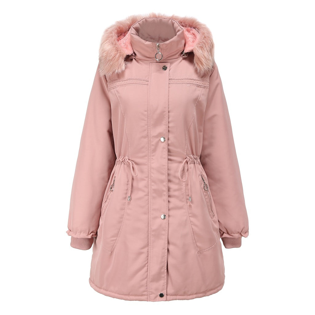 Ladies' stylish parka with detachable faux fur and adjustable drawstring at the waist Lune London