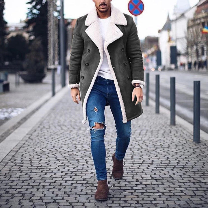 Men's Sheepskin Coat with High Collar and Elegant Wool Finish Lune London