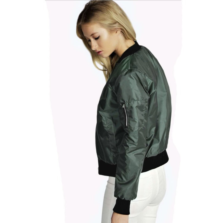Casual bomber jacket for women with elastic waist and side pockets Lune London