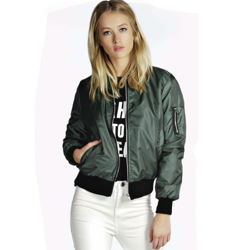 Casual bomber jacket for women with elastic waist and side pockets Lune London
