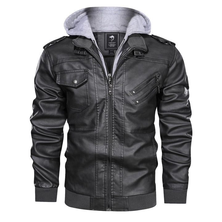 Luxury leather jacket for men with integrated hooded sweatshirt Lune London