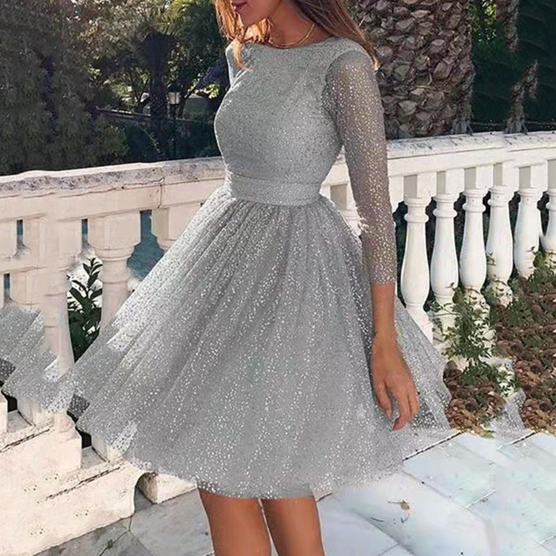 Women Elegant Tulle Dress with Transparent Sleeves Lune London