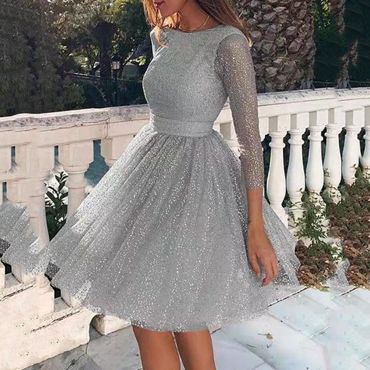 Women Elegant Tulle Dress with Transparent Sleeves Lune London